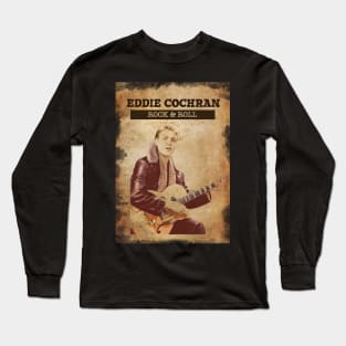 Vintage Old Paper 80s Style Eddie Cochran Rock & Roll Long Sleeve T-Shirt